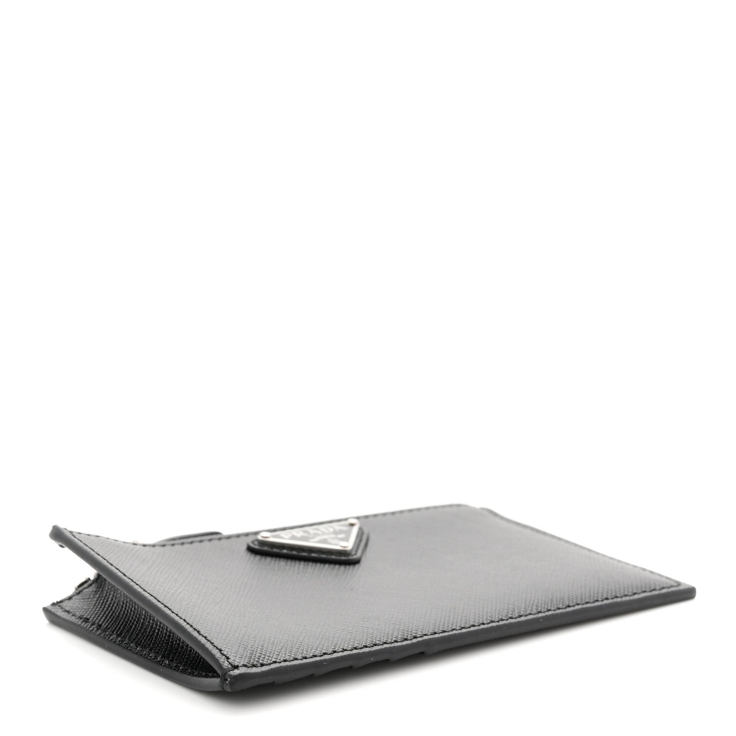 Prada Saffiano Triangle Zip Card Case Black 4 of 6
