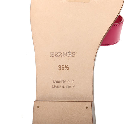 Hermes Box Calfskin Oran Sandals 36.5 Rose Sorbet 6 of 10