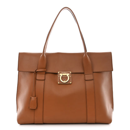 Salvatore Ferragamo Calfskin Large Sookie Satchel Brown 1 of 12