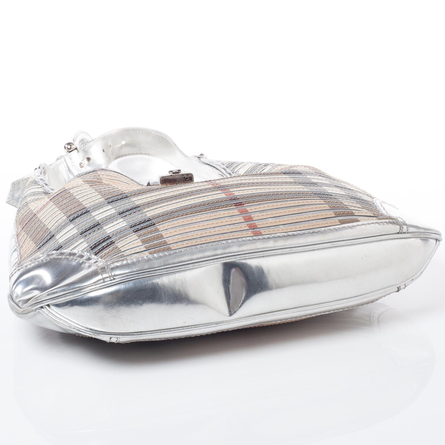 Burberry House Check Sliced Brook Hobo Metallic Silver 5 of 10