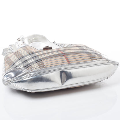 Burberry House Check Sliced Brook Hobo Metallic Silver 5 of 10