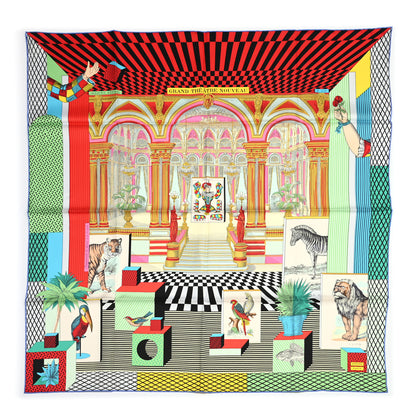 Hermes Silk Grand Theatre Nouveau Scarf 90 Rouge Vert Multicolor 1 of 5