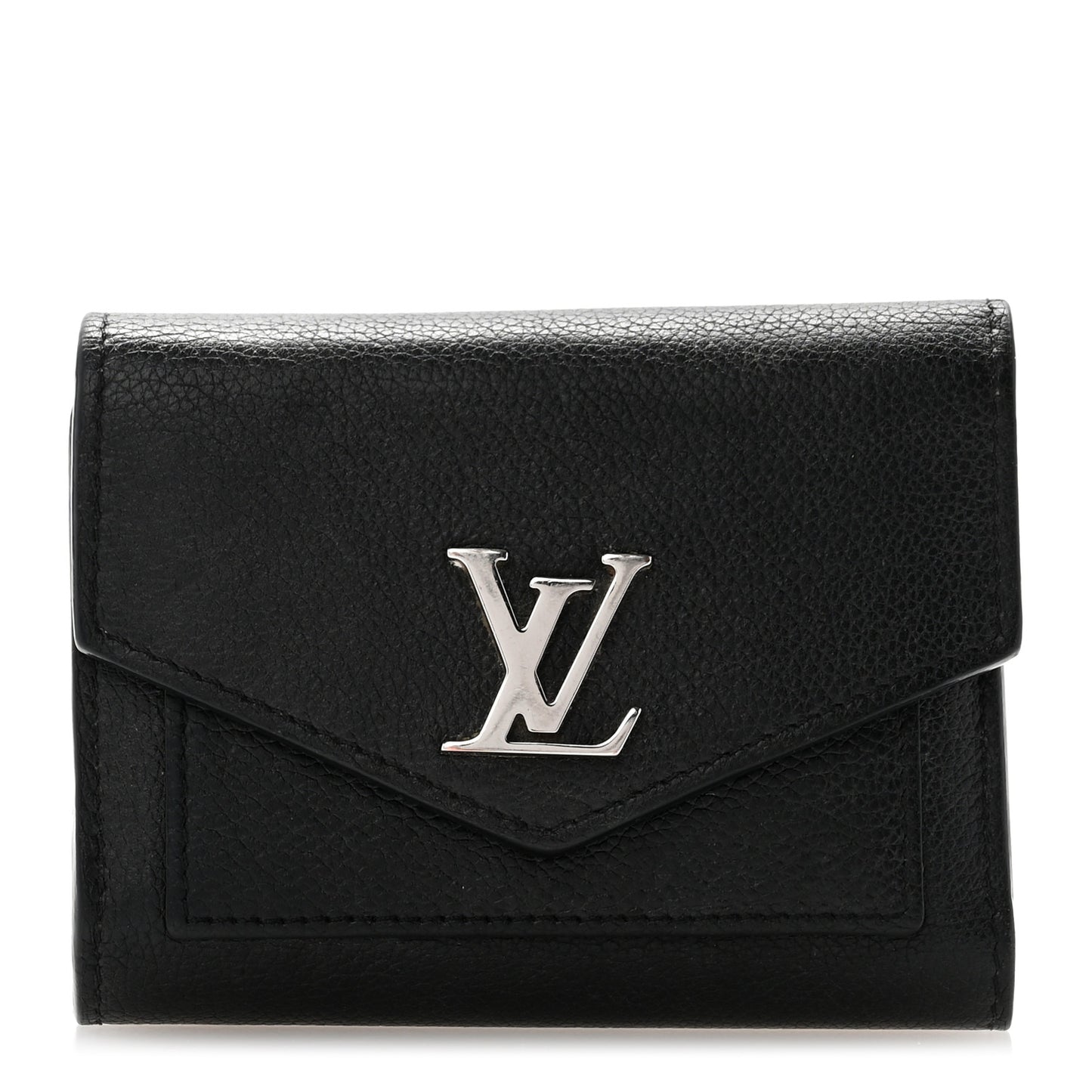 Soft Calfskin My Lockme Compact Wallet Black