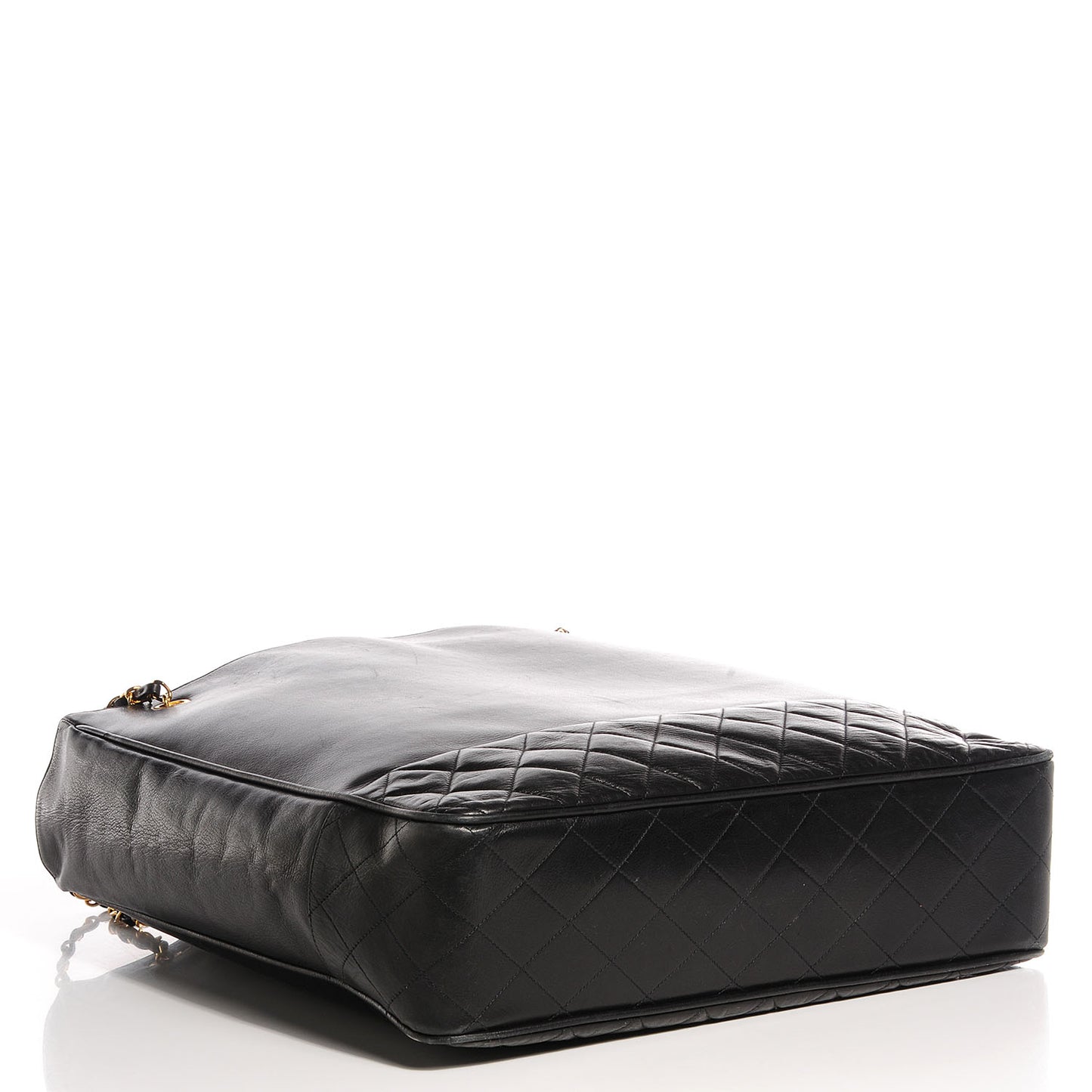 Lambskin Quilted Large Shoulder Bag Black