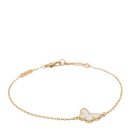 Van Cleef & Arpels 18K Yellow Gold Mother of Pearl Sweet Alhambra Butterfly Bracelet 1 of 4