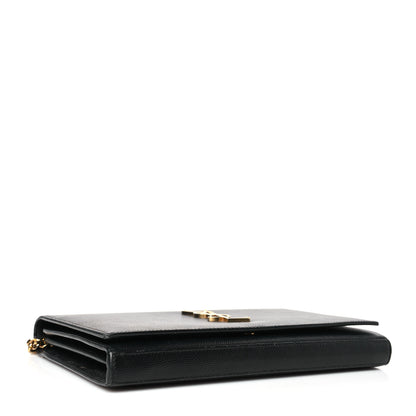 Saint Laurent Grain De Poudre Monogram Chain Wallet Black 4 of 8