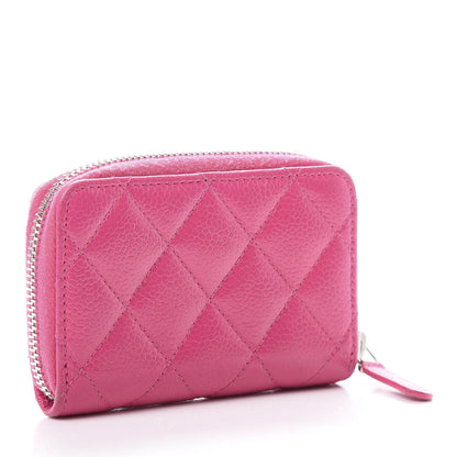 Chanel Caviar Quilted Zip Coin Purse Pink 3 of 10