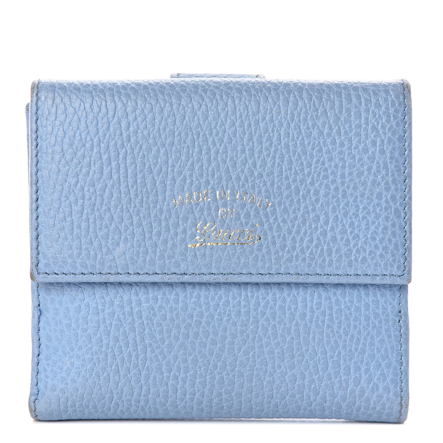 Dollar Calfskin Swing French Flap Wallet Mineral Blue