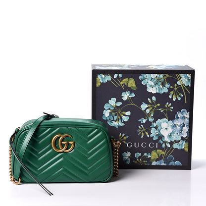 Gucci Calfskin Matelasse Small GG Marmont Chain Shoulder Bag Emerald Green 10 of 10