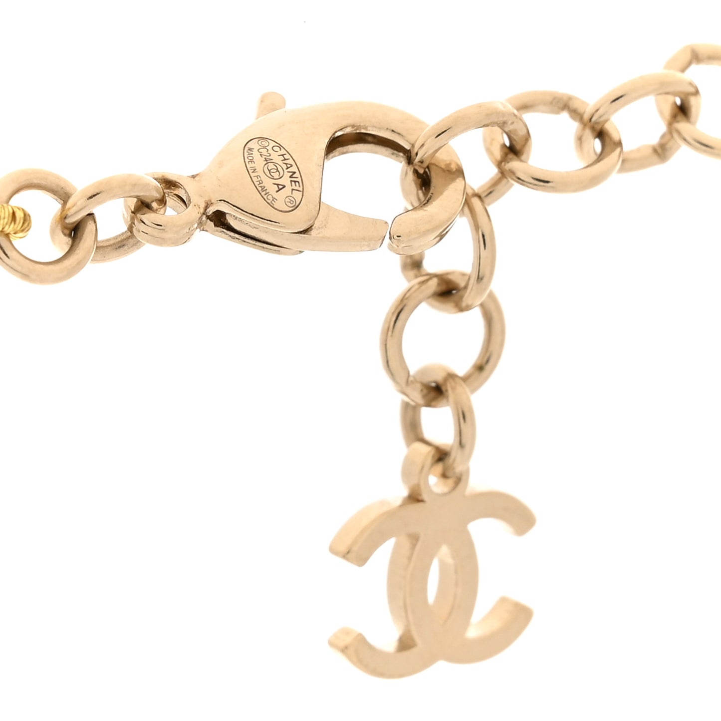 Pearl Crystal CC Short Necklace Gold White