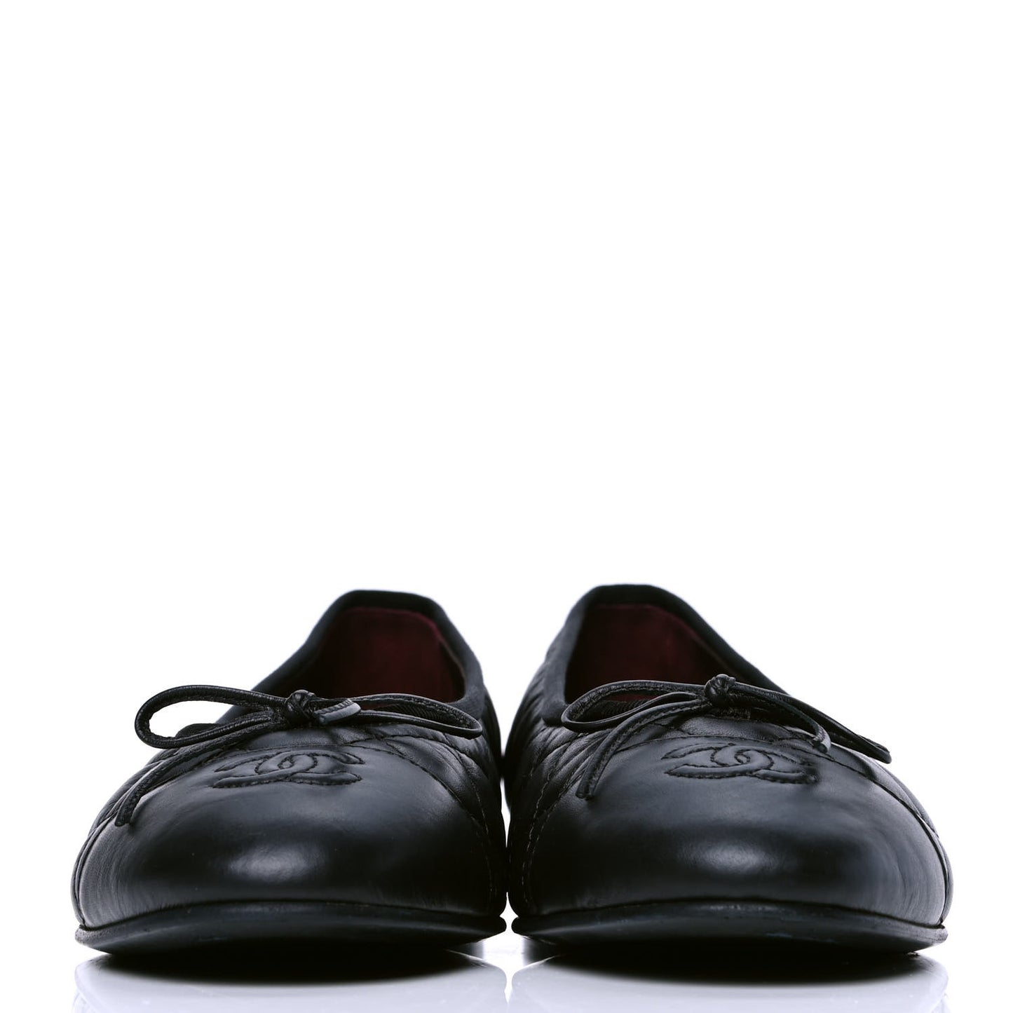 Aged Calfskin Quilted CC Cap Toe Ballerina Flats 40 Black