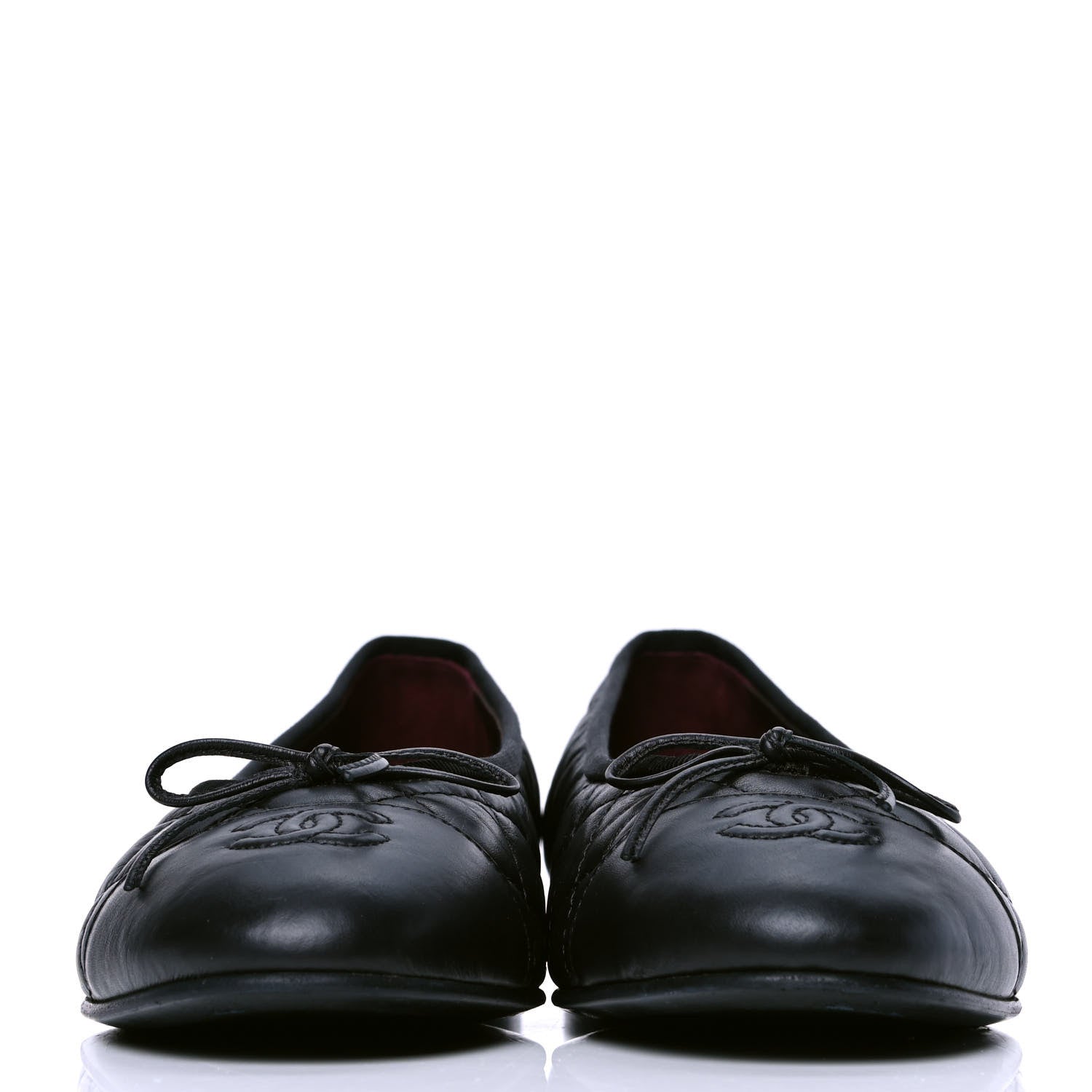 Chanel Aged Calfskin Quilted CC Cap Toe Ballerina Flats 40 Black 2 of 5