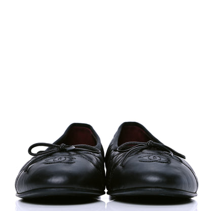 Chanel Aged Calfskin Quilted CC Cap Toe Ballerina Flats 40 Black 2 of 5