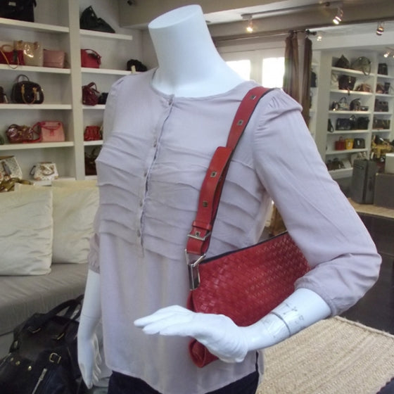 Bottega Veneta Woven Shoulder Bag Red 2 of 11