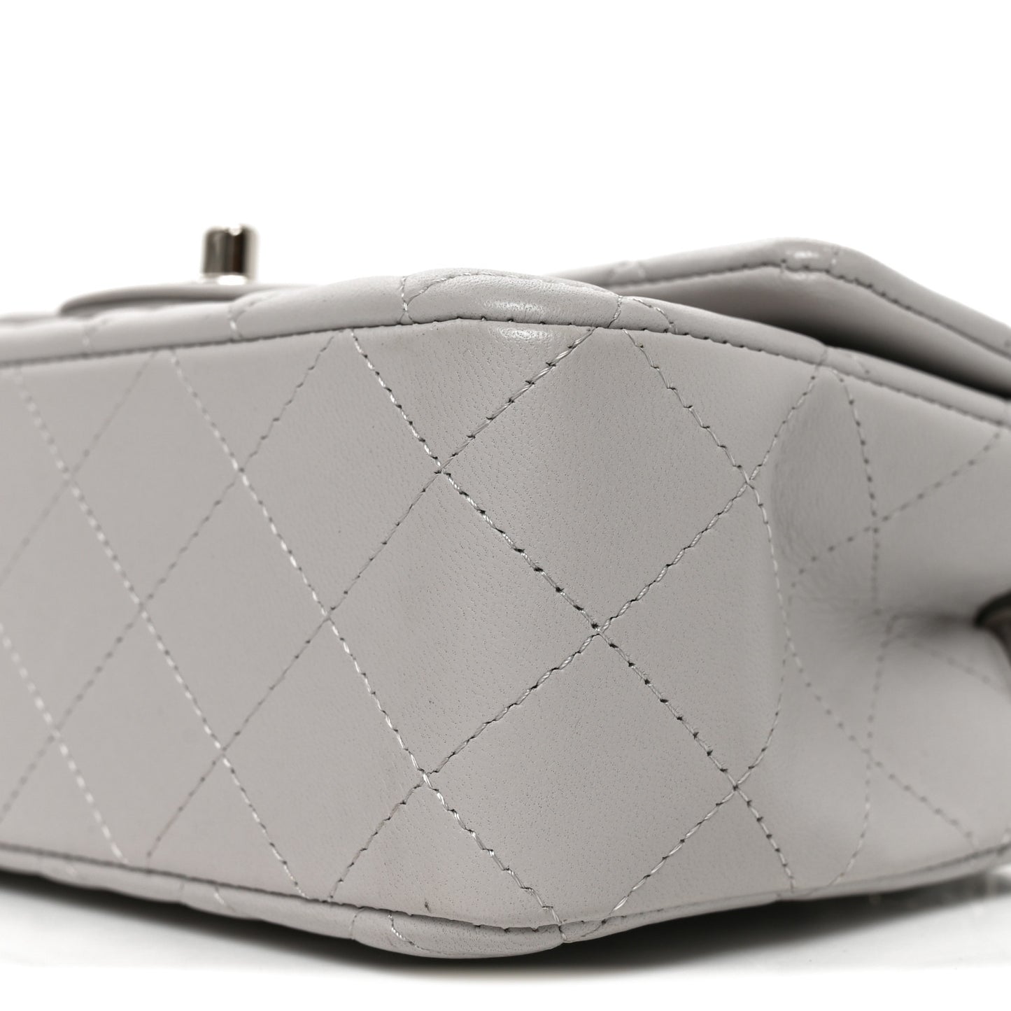 Lambskin Quilted Mini Rectangular Flap Light Grey