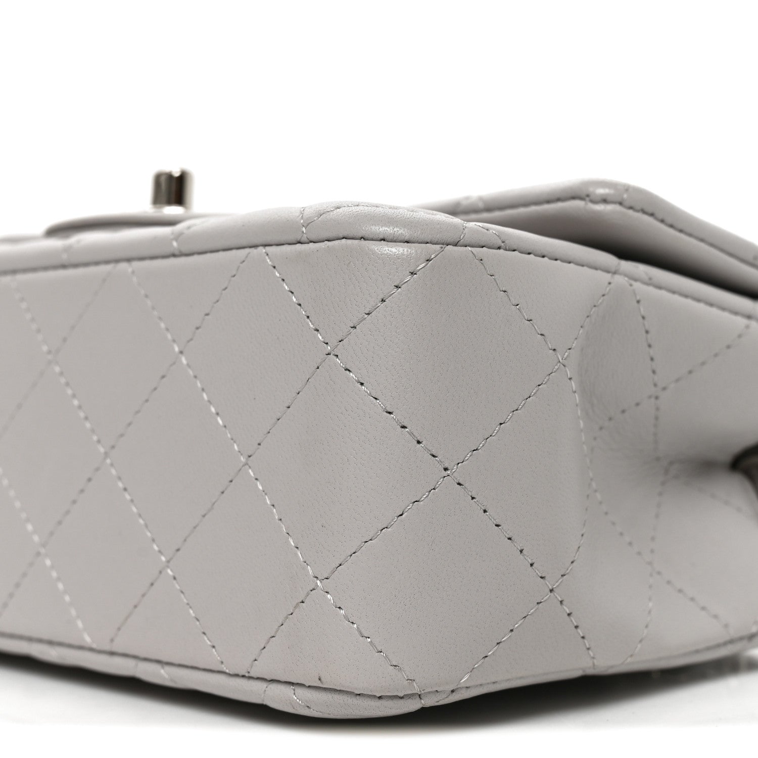 Chanel Lambskin Quilted Mini Rectangular Flap Light Grey 10 of 11