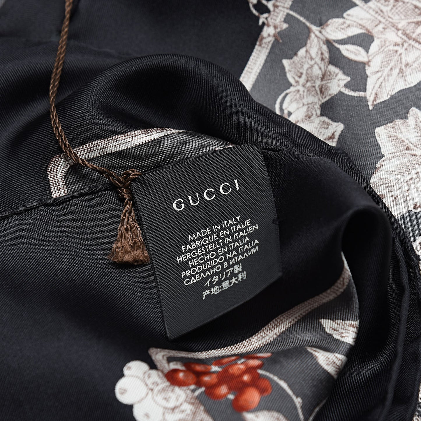 Silk Twill Wondergardenia Square Scarf Anthracite