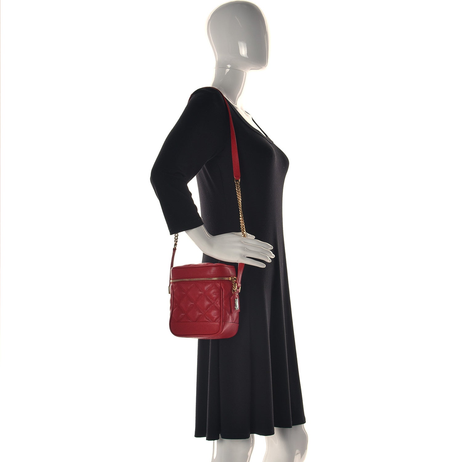 Saint Laurent Grain de Poudre Quilted 80's Vanity Bag Red 2 of 9