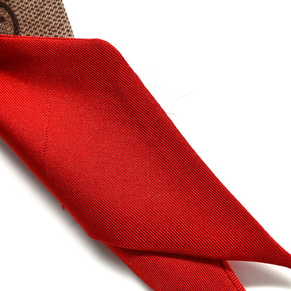 Gucci Silk Twill GG Monogram Gold Horsebity Neck Bow Scarf Flame 7 of 10