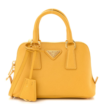 Prada Saffiano Lux Mini Promenade Tote Yellow 1 of 12