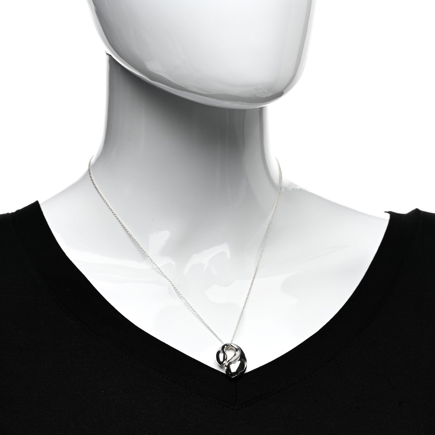 Sterling Silver Elsa Peretti Double Teardrop Pendant Necklace