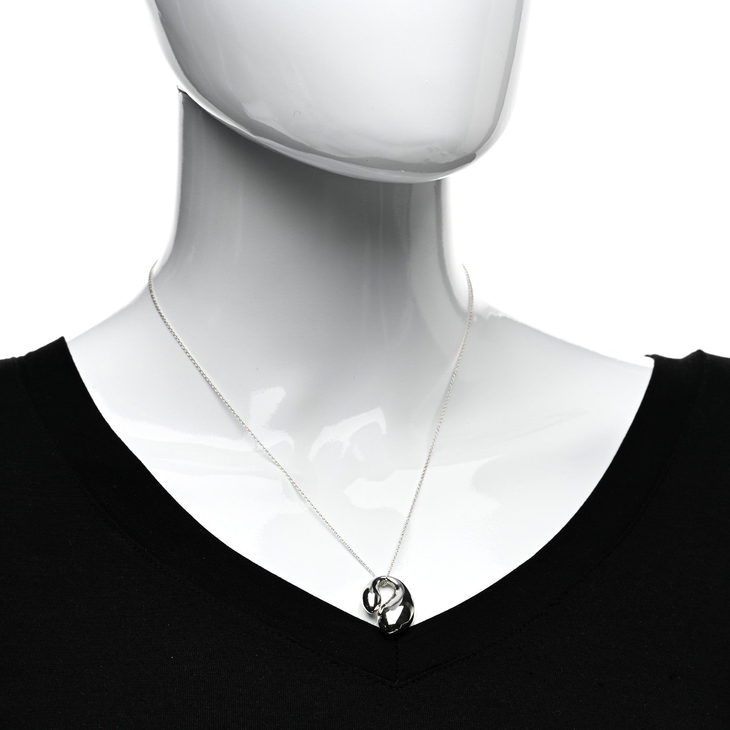 Tiffany Sterling Silver Elsa Peretti Double Teardrop Pendant Necklace 2 of 5