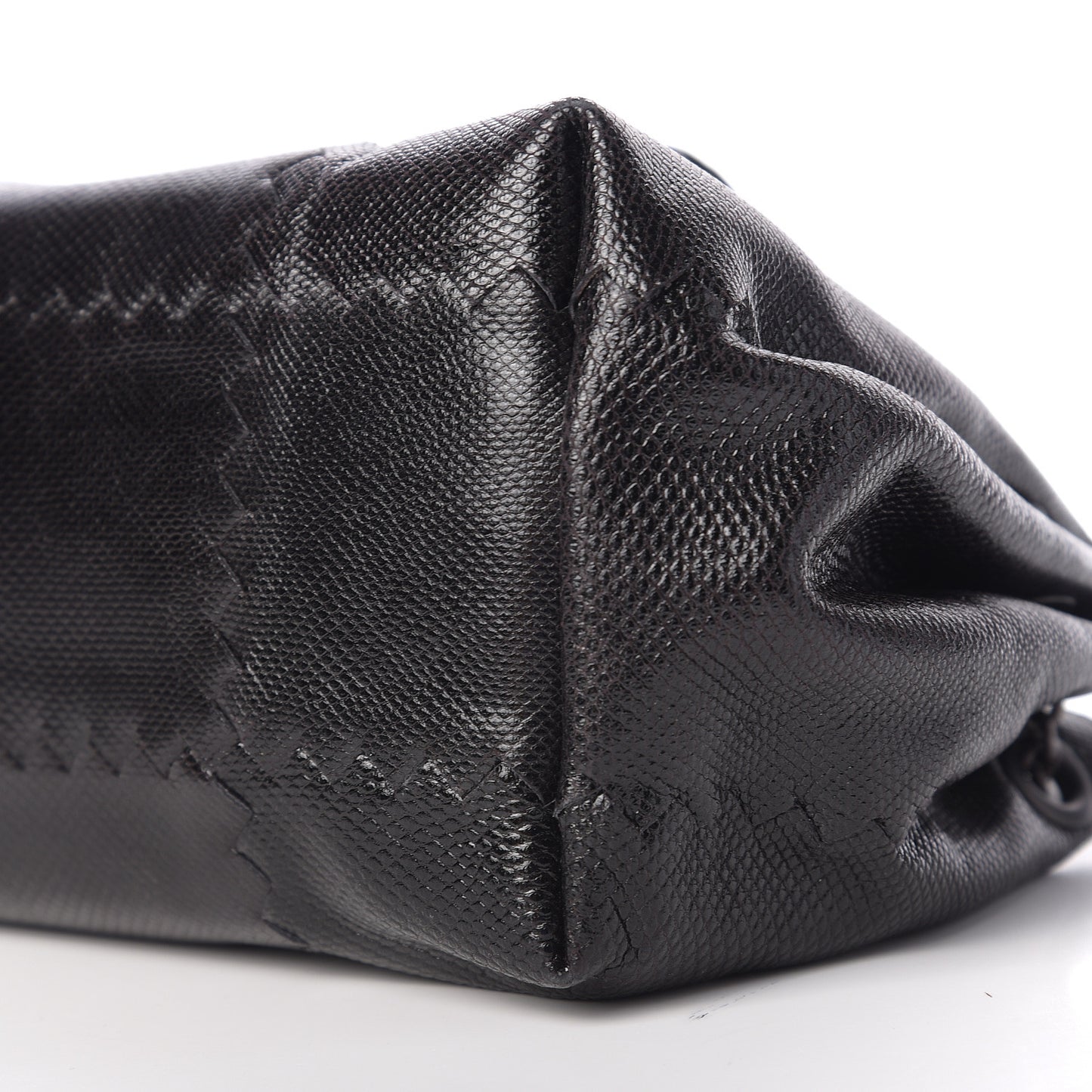 Vesuvio Karung Nappa Intrecciato Cravatteria Small Flap Shoulder Bag Black