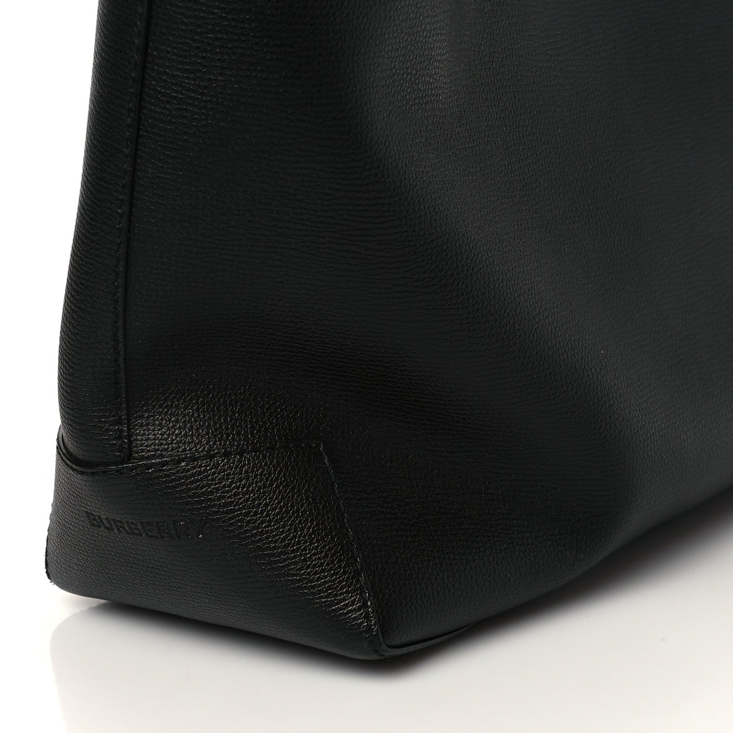 Calfskin TB Motif Embossed Medium Tote Black