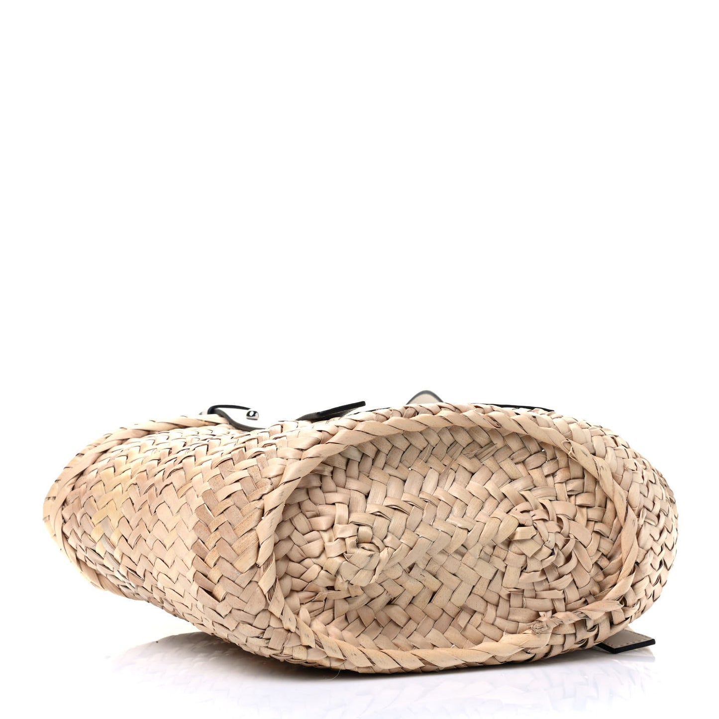 Raffia Small Basket Tote Bag Natural White