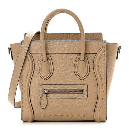 Celine Drummed Calfskin Nano Luggage Dune 1 of 12