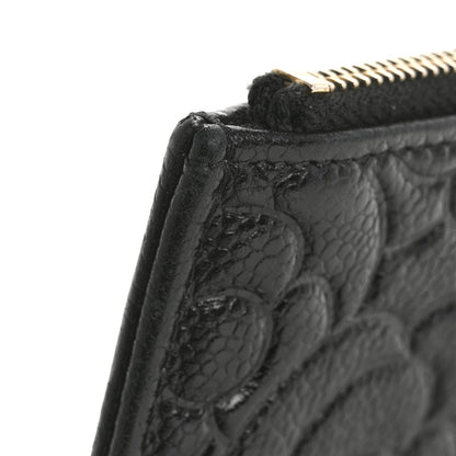 Chanel Caviar Camellia Embossed Classic Flat Wallet Pouch Black 10 of 12