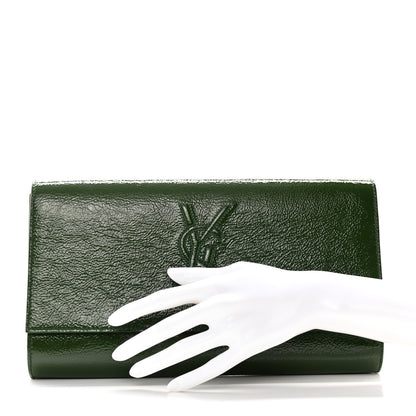 Saint Laurent Textured Patent Monogram Large Belle De Jour Green 2 of 7
