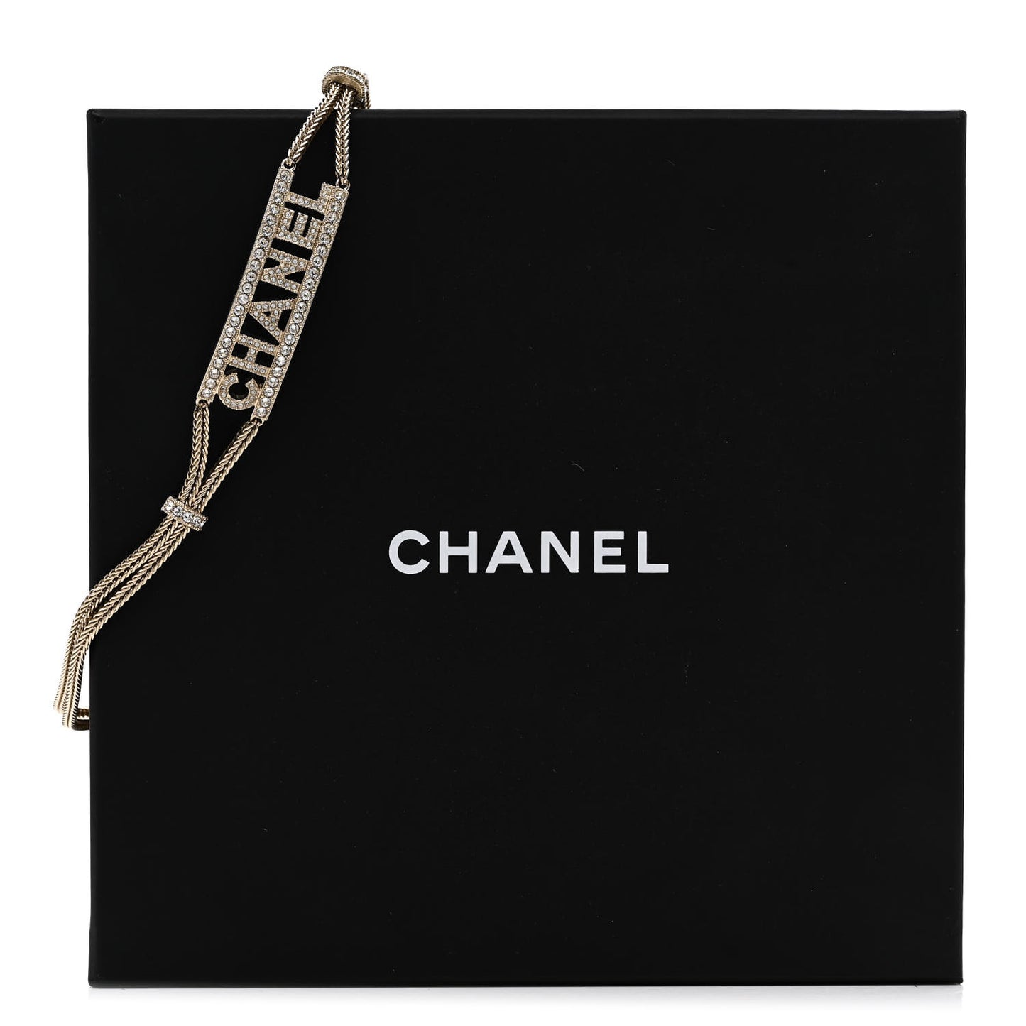 Metal Crystal Logo Choker Necklace Gold