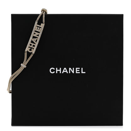 Chanel Metal Crystal Logo Choker Necklace Gold 6 of 6