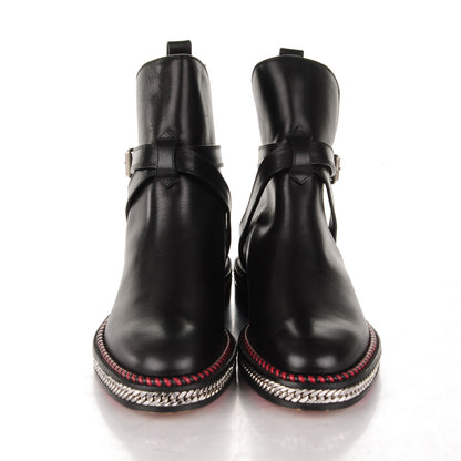 Christian Louboutin Calfskin Chain Flat Chelsea Boots 36 Black 2 of 6