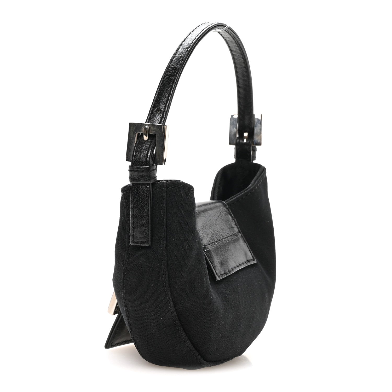 Fendi Neoprene Mini Half Moon Baguette  Black 3 of 10