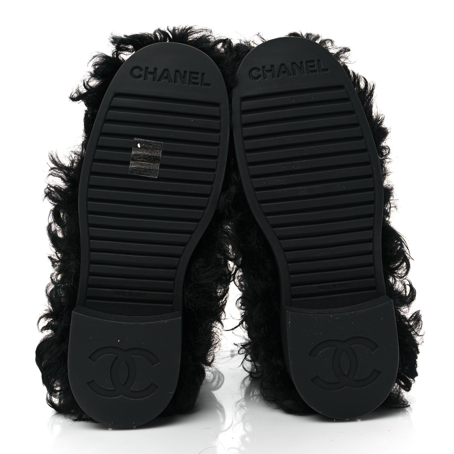 Chanel Shearling Sheepskin High Boots 38.5 Black 5 of 8