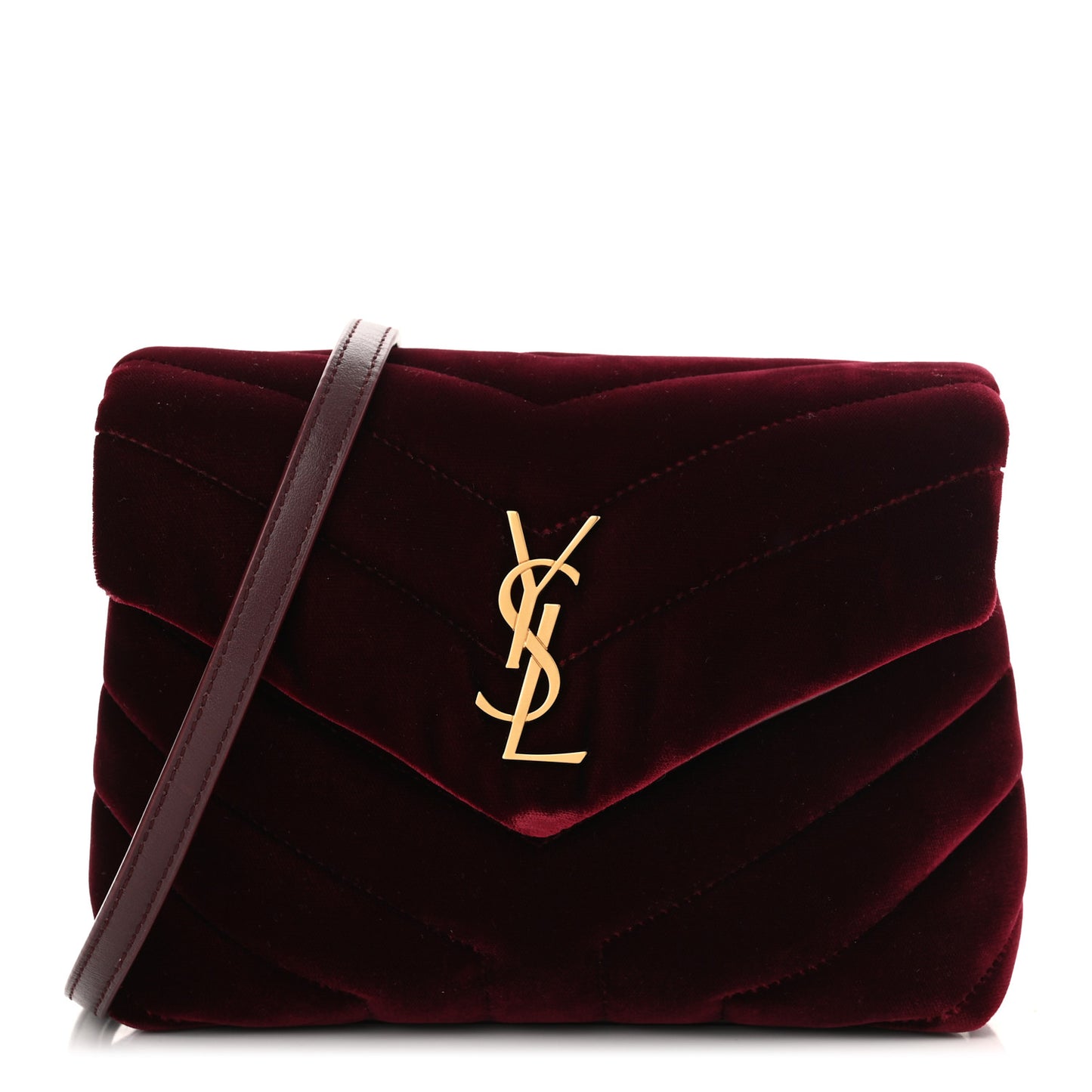 Velvet Y Quilted Monogram Toy Loulou Crossbody Bag French Burgundy