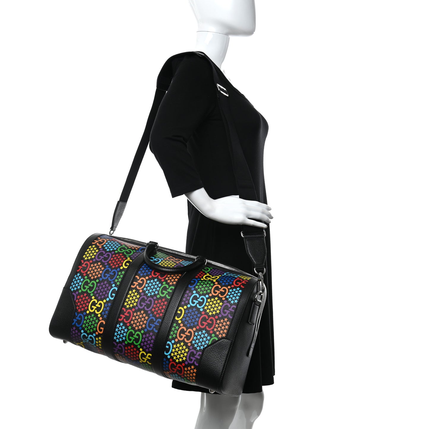 GG Supreme Monogram Psychedelic Duffle Bag Black Multicolor