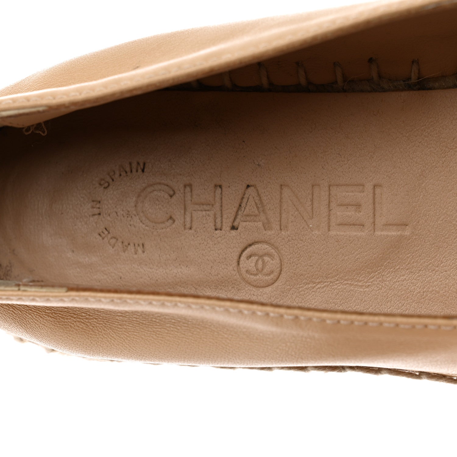 Chanel Lambskin CC Espadrilles 38 Beige Black 6 of 8