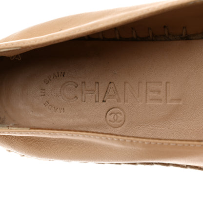 Chanel Lambskin CC Espadrilles 38 Beige Black 6 of 8