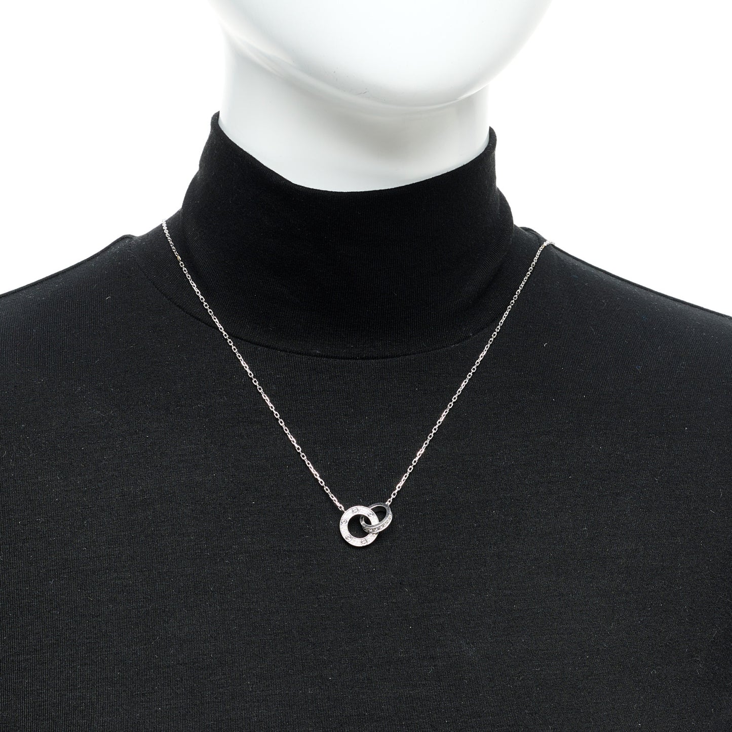 18K White Gold Diamond Interlocking LOVE Paved Necklace
