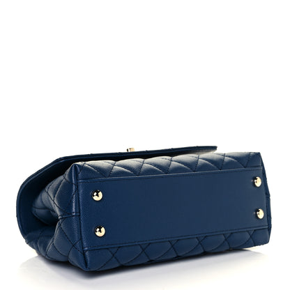 Chanel Caviar Quilted Lizard Embossed Mini Coco Handle Flap Navy Blue 3 of 9