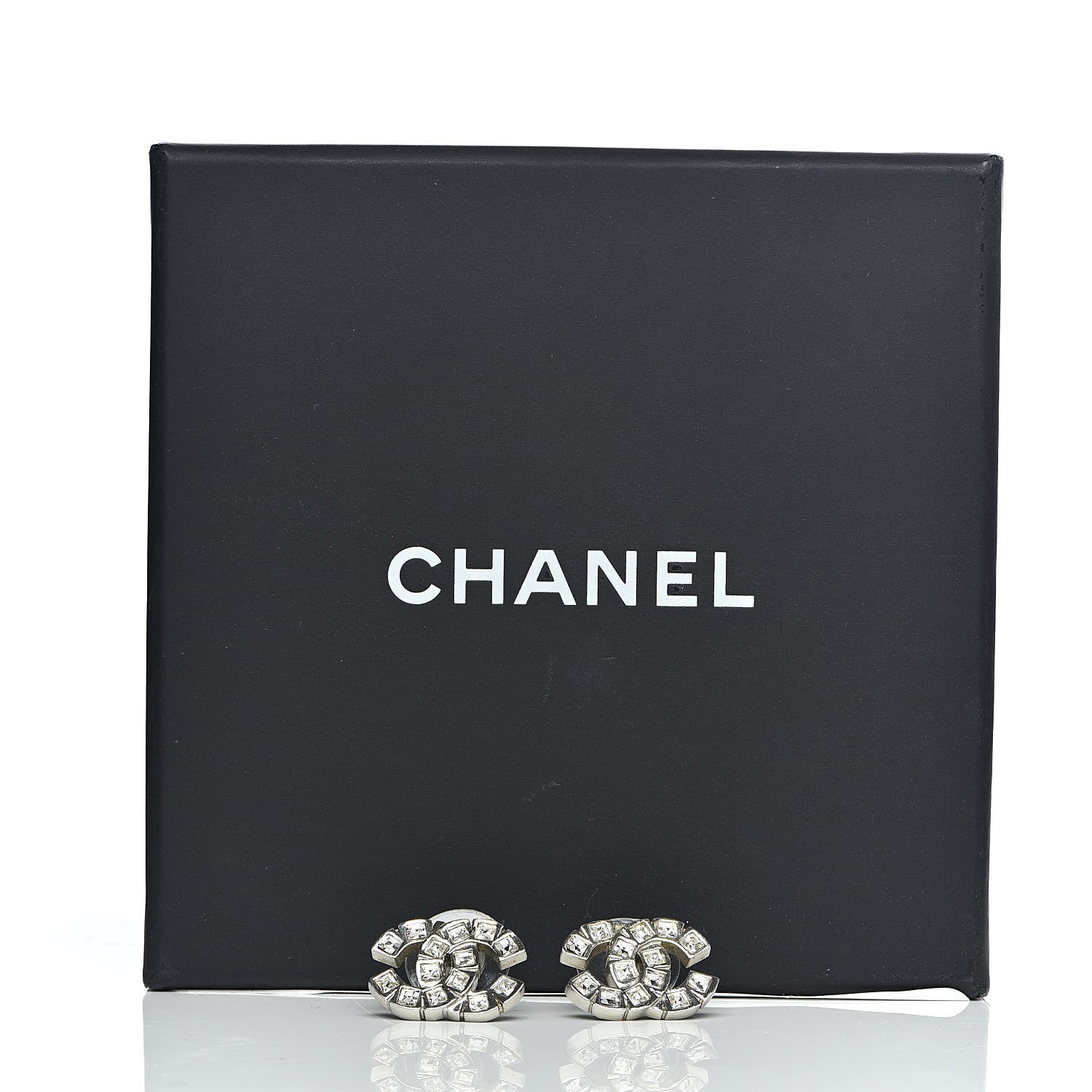 Chanel Baguette Crystal CC Earrings Silver 5 of 5