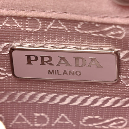 Prada Satin Crystal Metal Triangle Logo Mini Drawcord Pouch Shoulder Bag Alabastro 6 of 13