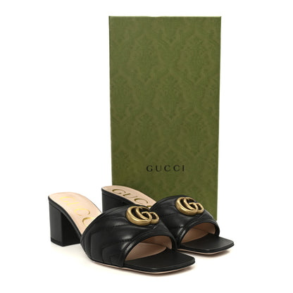 Gucci Nappa Matelasse GG Marmont 55mm Slide Sandals 37 Black 11 of 11
