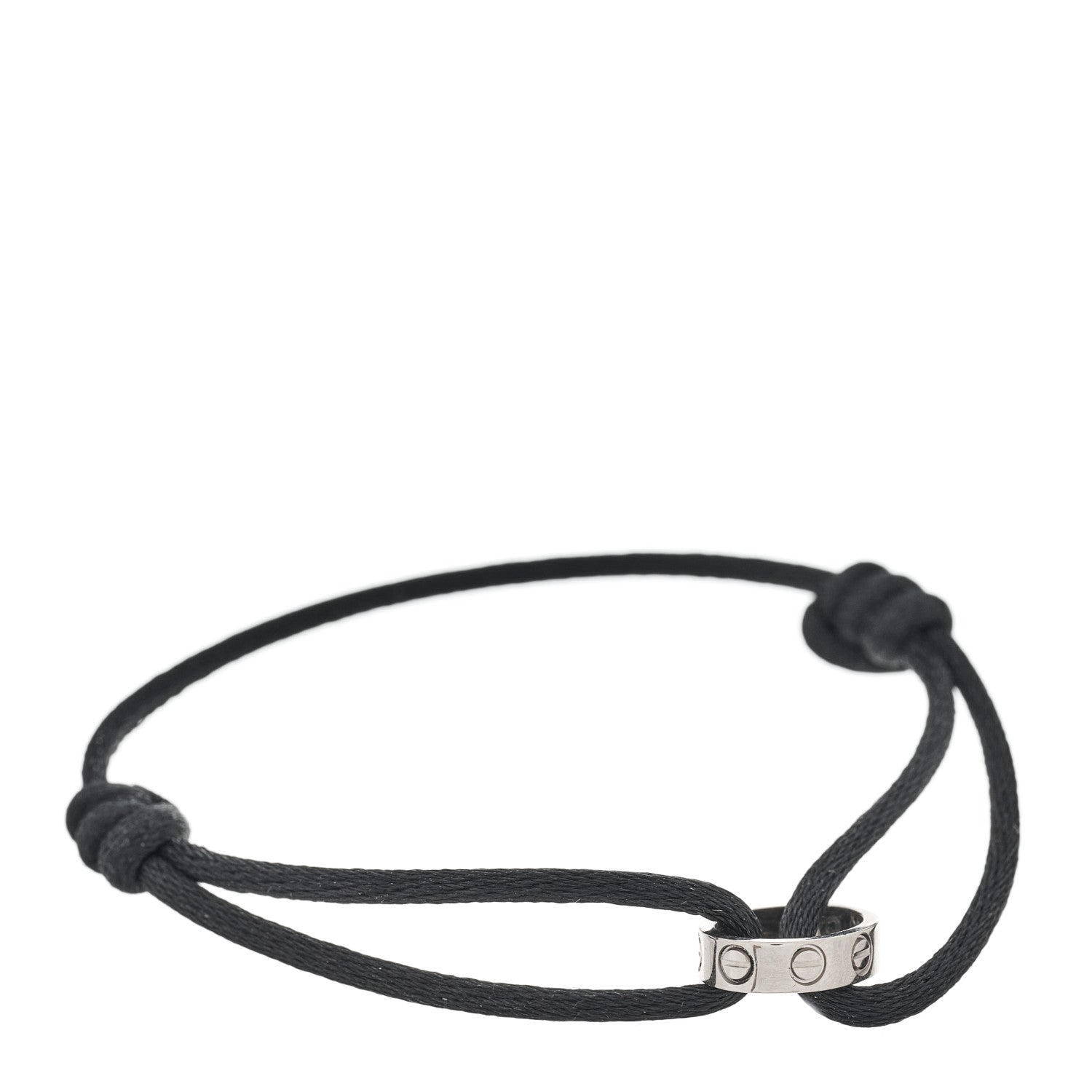 Cartier 18K White Gold Charity LOVE Adjustable Cord Bracelet Black 1 of 4