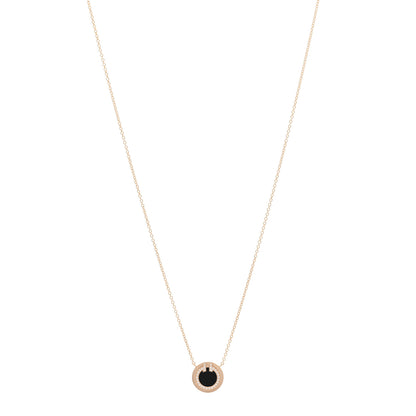 Tiffany 18K Rose Gold Diamond Black Onyx Small T Circle Pendant Necklace 1 of 6