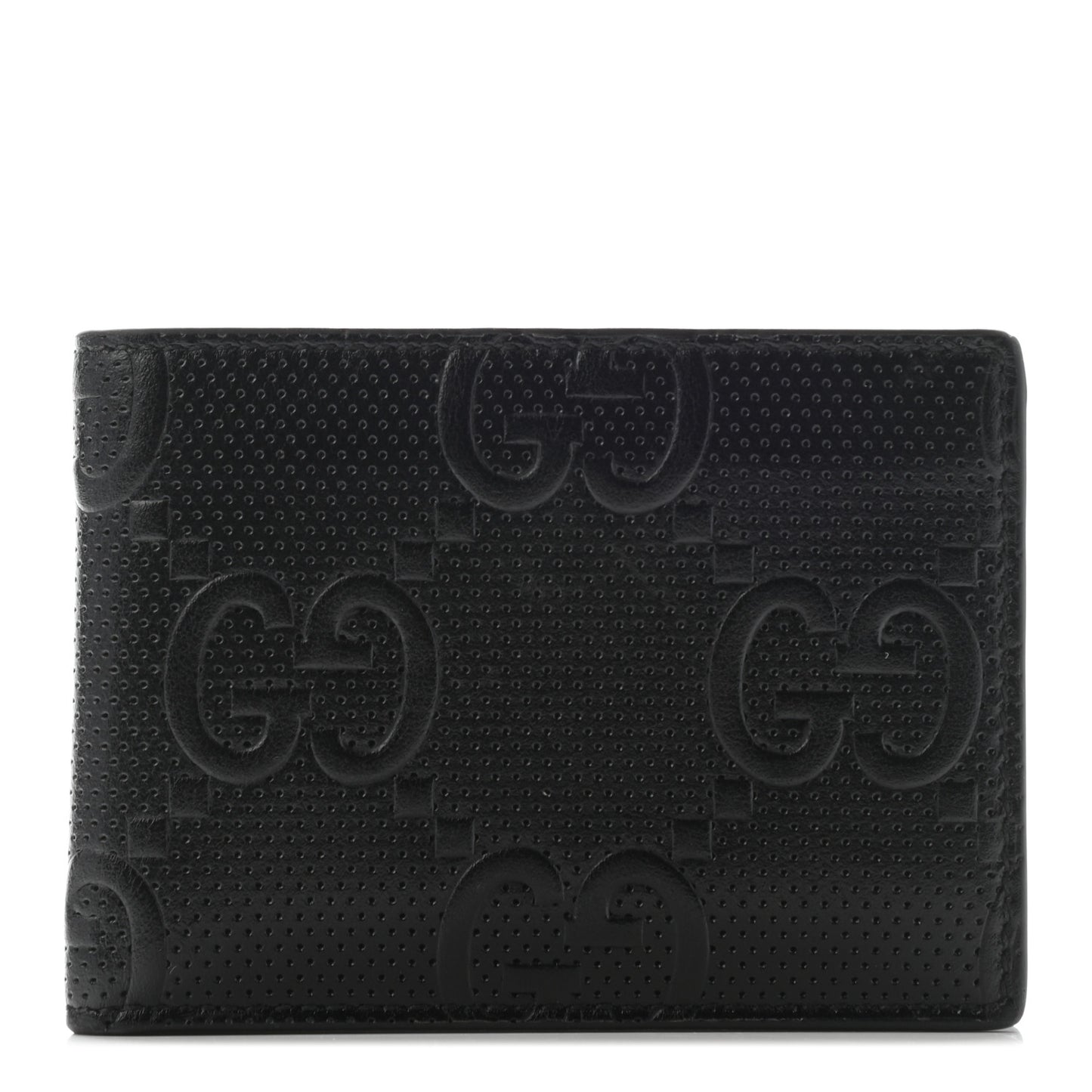 Calfskin GG Tennis Embossed Bi-Fold Wallet Black
