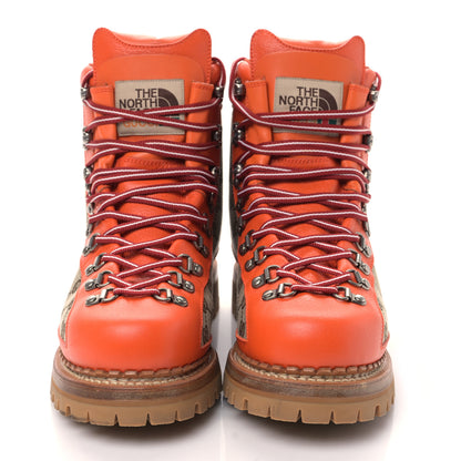 Gucci X THE NORTH FACE Monogram Textured Calfskin Mens Hiking Ankle Boots 9 Beige Ebony Deep Orange 2 of 8